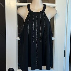 PAPER CRANE Beaded Black Top Size Medium‎ NWT